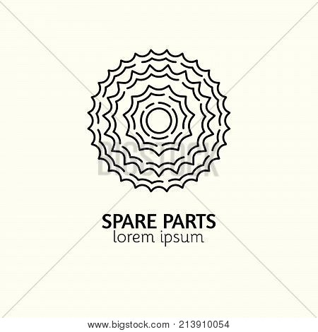 Unique outline style vector logotype template with bicycle sprocket. Editable Stroke Vector Icon. Clean and minimalist symbol perfect for your business. Active lifestyle concept.