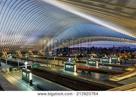 Liege Guillemins Train Railway Station Trains Santiago Calatrava Belgium