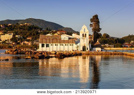 Vlacherna Monastery Church Corfu Greece Vlachernon Kanoni Island Traveling Sea