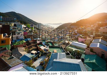 View of Gamcheon Culture Village in Busan South Korea.
