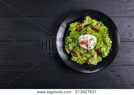 Classic French Salad Lyonnaise, Top View