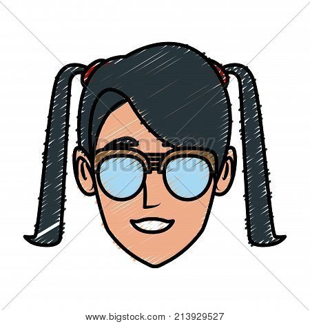 Woman Face With Sunglasses Cartoon
