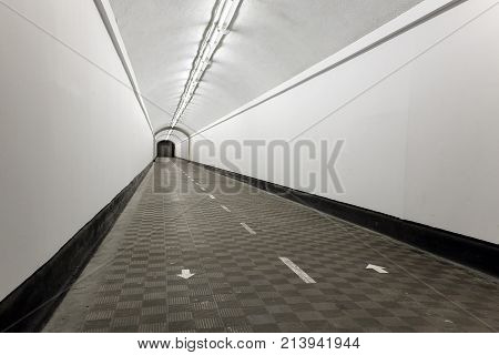 black and white photo of the tunnel