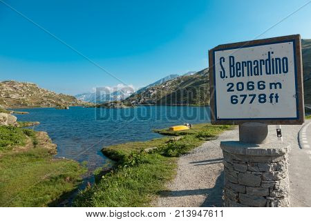Alpine pass of San Bernardino in Switzerland