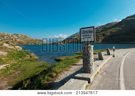 Alpine pass of San Bernardino in Switzerland