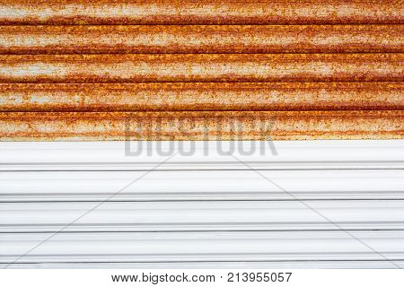 Metal steel wall industrial with rust corosion on surface background.