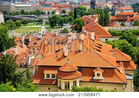 Lesser Town Houses In Prague, Czech Republic, Top View