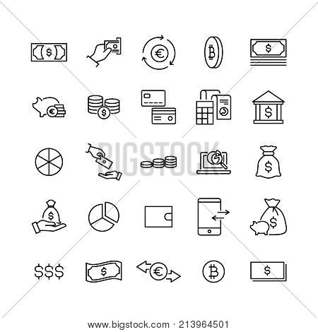 Simple set of finance related outline icons. Elements for mobile concept and web apps. Thin line vector icons for website design and development, app development. Premium pack.