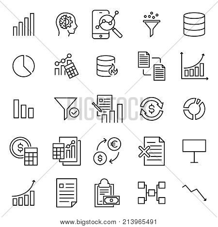 Simple set of analysis related outline icons. Elements for mobile concept and web apps. Thin line vector icons for website design and development, app development. Premium pack.