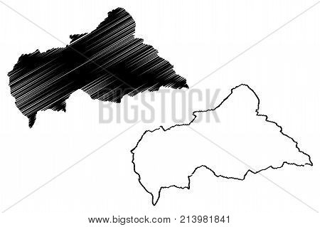 Central African Republic map vector illustration , scribble sketch Central African Republic