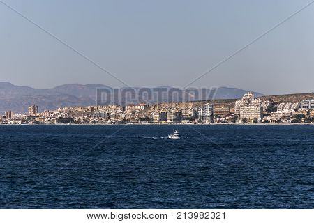 View of Santa Pola from the island of Tabarca Alicante Spain
