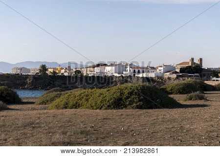 View of the city from the island of Tabarca Santa Pola Alicante Spain