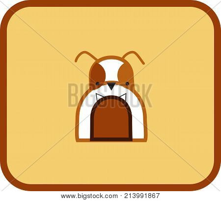 Icon bulldog dog in brown on a biege background in a flat design