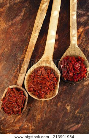 Traditional home-made  ajika - red hot chilles paste