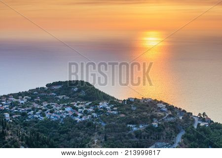 sunset from the village of Rachi. Lefkada Greece