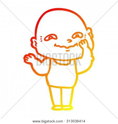 warm gradient line drawing of a cartoon creepy guy