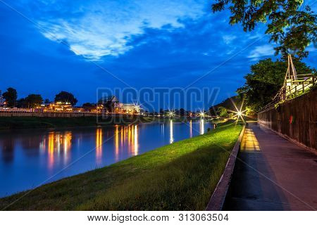 The Color Of Night Traffic Light On The Road On The Bridge (eka Thot Sa Root Bridge) In Phitsanulok,