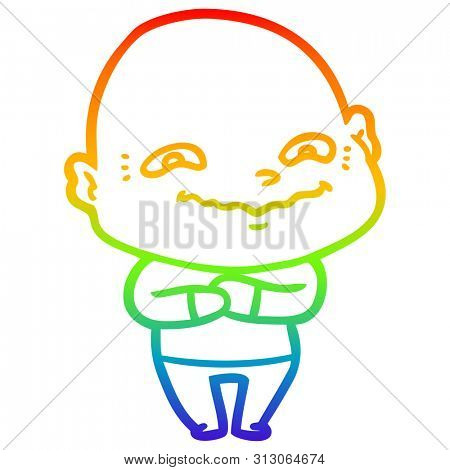 rainbow gradient line drawing of a cartoon creepy guy