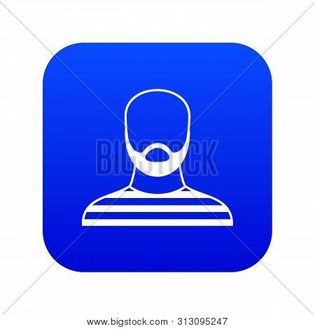 Bearded Man In Prison Garb Icon Digital Blue For Any Design Isolated On White Illustration