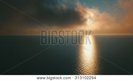 Sunset Near Coastline Baltic Sea Jurkalne Aerial View Latvia