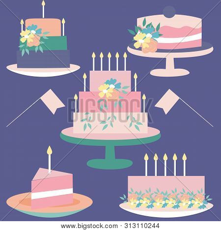 Cake Illustration. Vector Elements That Can Be Used On The Web Or In Print For Surface Design