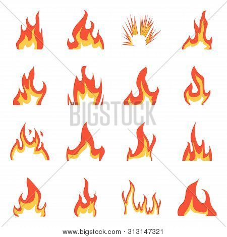 Vector Illustration Of Fire And Red Sign. Set Of Fire And Campfire Vector Icon For Stock.