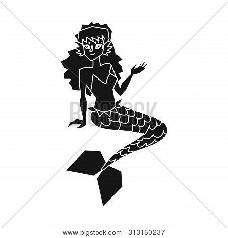 Vector Illustration Of Mermaid And Girl Symbol. Collection Of Mermaid And Fantasy Stock Symbol For W