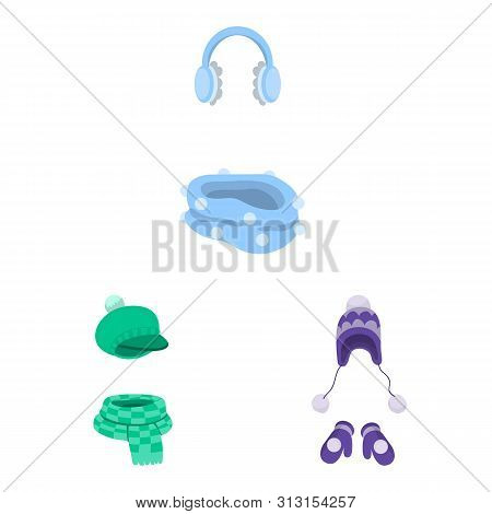 Vector Design Of Headwear And Fashion Icon. Collection Of Headwear And Cold Stock Symbol For Web.