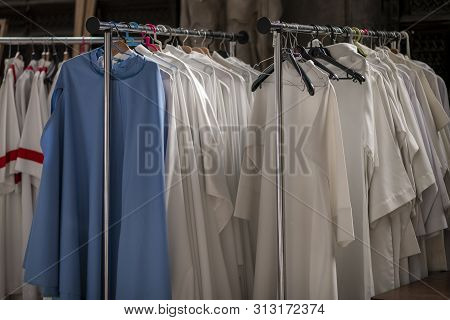 Chasubles Of The Priest In A Catholic Church