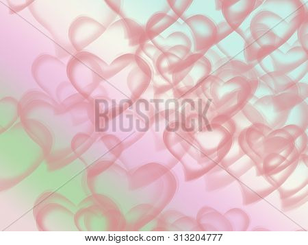 Abstract Image Of Pink Hearts On A Green Background