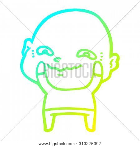 cold gradient line drawing of a cartoon creepy guy