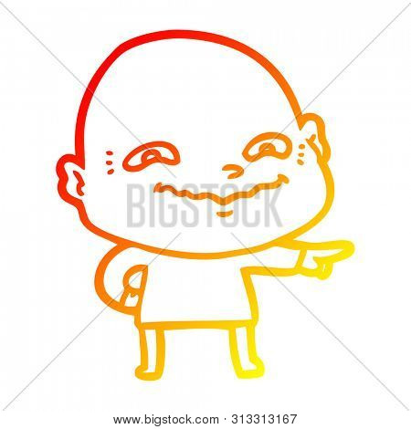 warm gradient line drawing of a cartoon creepy guy