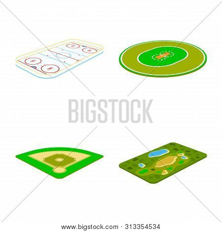 Vector Illustration Of Stadium And Grass Logo. Set Of Stadium And Construction Vector Icon For Stock