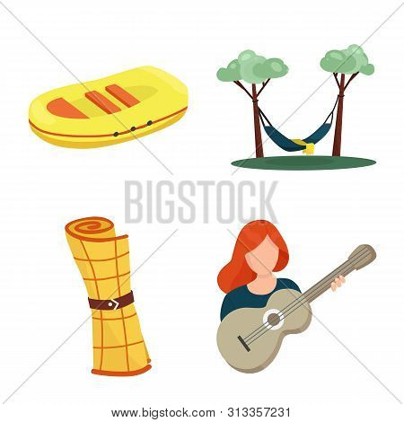 Vector Illustration Of Picnic And Nature Logo. Set Of Picnic And Travel Stock Symbol For Web.