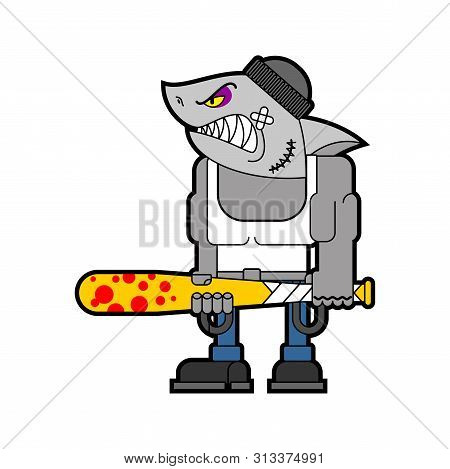 Hooligan Shark. Bully Water Predator. Ruffian Large Predatory Sea Fish. Vector Illustration