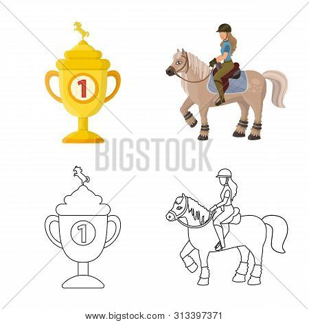 Vector Illustration Of Equipment And Riding Icon. Set Of Equipment And Competition Vector Icon For S
