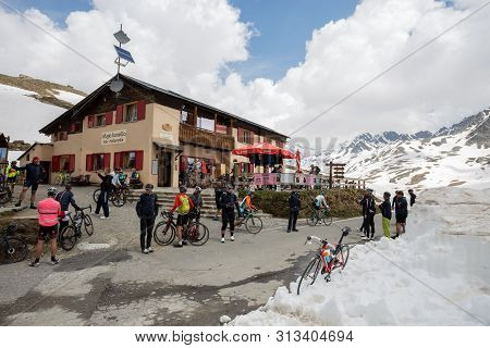 Gavia Pass, Italy, June 20, 2019 - View From The Gavia Pass, An Alpine Pass Of The Southern Rhaetian