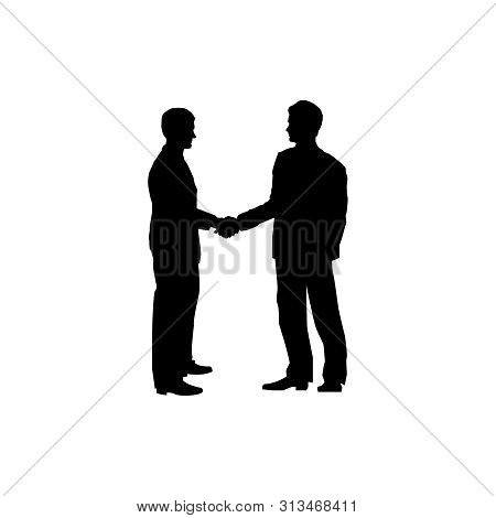 Two Businessmen Handshake. Men Silhouette Business Colaboration Symbol. Teamworking People. Agreemen