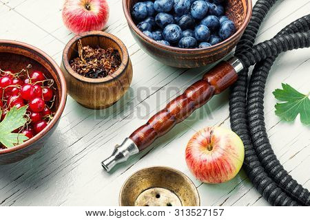 Hookah With With Berries And Apple