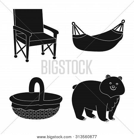 Vector Design Of Barbeque And Rest Logo. Collection Of Barbeque And Nature Stock Vector Illustration