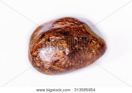 Macro Mineral Stone Bronze On White Background