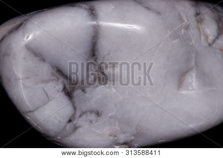 Macro Mineral Stone Magnesite On Black Background