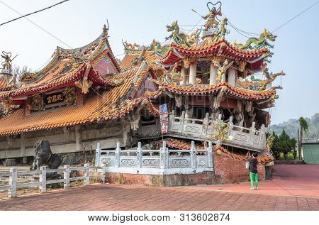 Nantou, Jiji, Taiwan - FEB 27th, 2019: ruins of Wuchanggong temple when earthquake at september 21, 1999