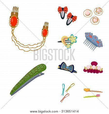 Bitmap Design Of Barrette And Hair Icon. Collection Of Barrette And Accessories Stock Bitmap Illustr