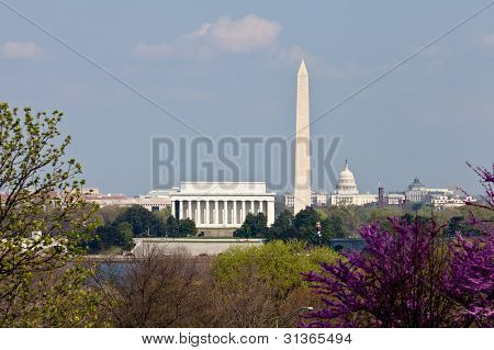 Washington Dc Skyline med Lincoln Memorial, Washington Monument och Capitol