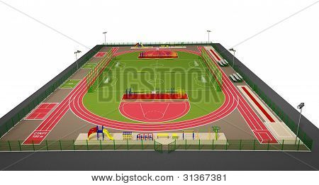 Sport field 3d model isolated on white
