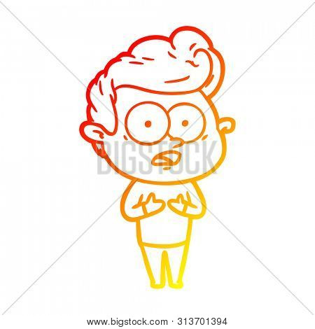 warm gradient line drawing of a cartoon staring man