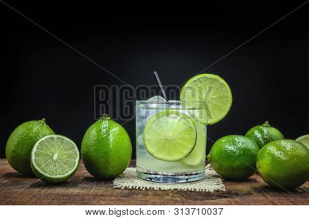 Caipirinha, A Typical Brazilian Cocktail Made With Lemon, Cachaça And Sugar. Brazilian Traditional D