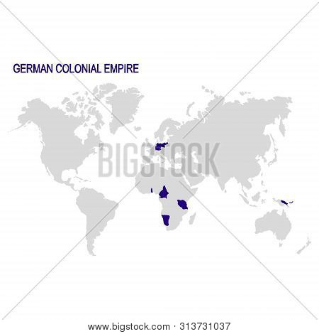 Vector World  Map With German Colonial Empire