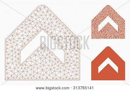 Mesh More Model With Triangle Mosaic Icon. Wire Carcass Triangular Mesh Of More. Vector Mosaic Of Tr